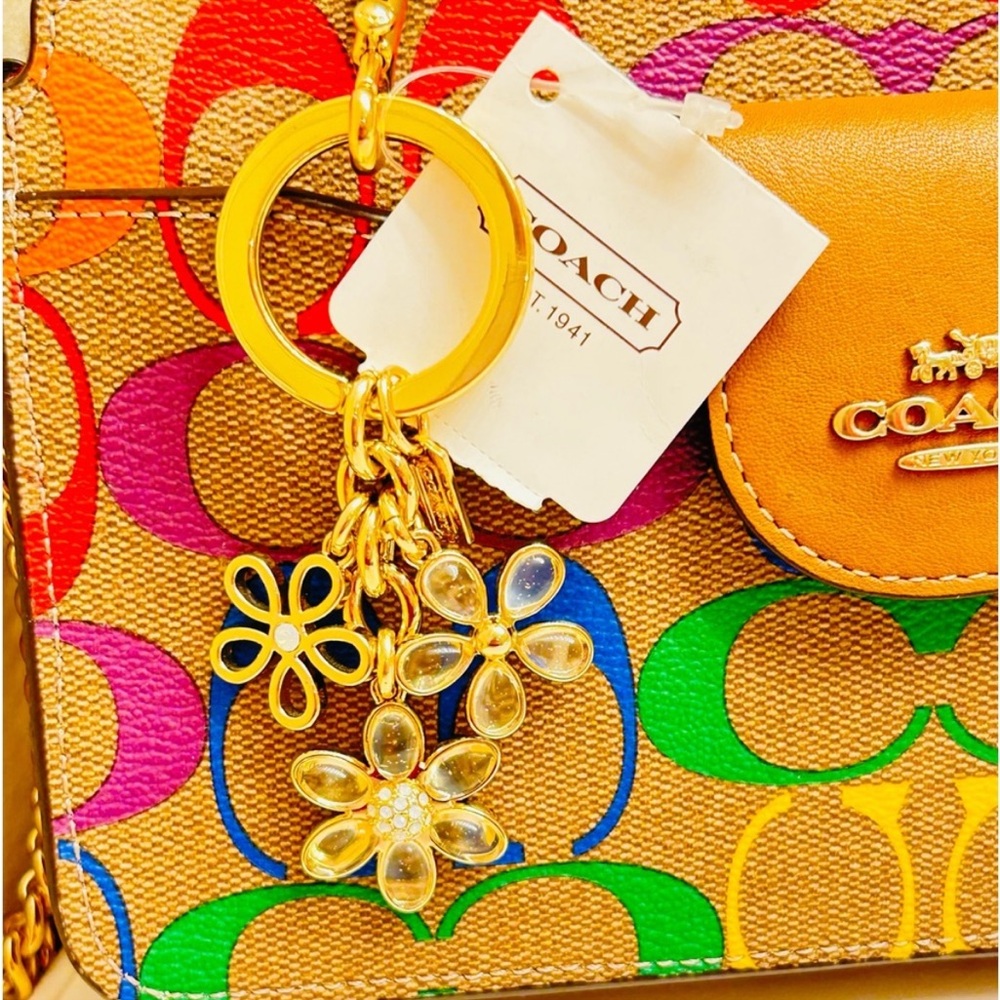 π°SOLDπ°RARE Coach Flower Keychain/ Bag Charm - Picture 3 of 14